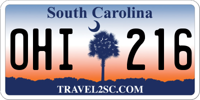 SC license plate OHI216