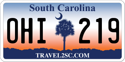SC license plate OHI219