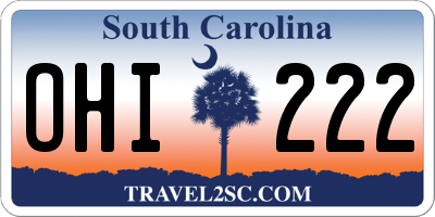 SC license plate OHI222