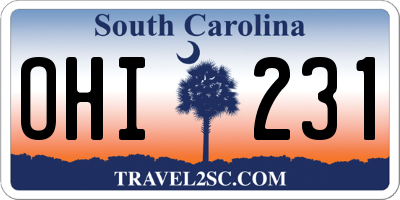 SC license plate OHI231