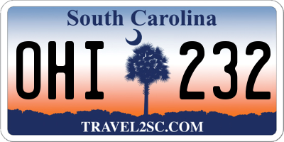 SC license plate OHI232