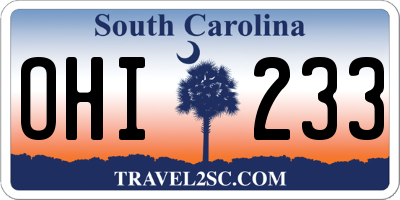 SC license plate OHI233