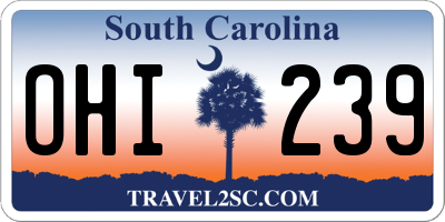 SC license plate OHI239