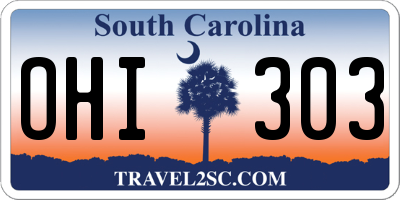 SC license plate OHI303