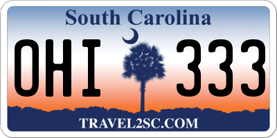 SC license plate OHI333