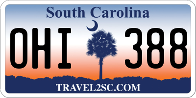 SC license plate OHI388