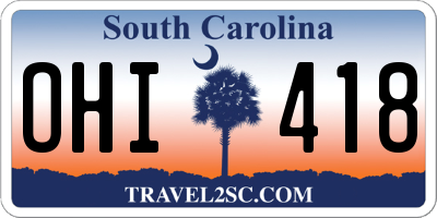 SC license plate OHI418