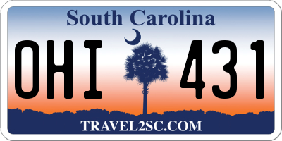SC license plate OHI431