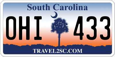 SC license plate OHI433