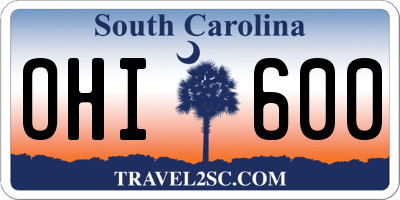 SC license plate OHI600
