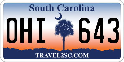 SC license plate OHI643