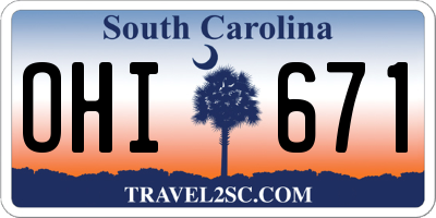 SC license plate OHI671