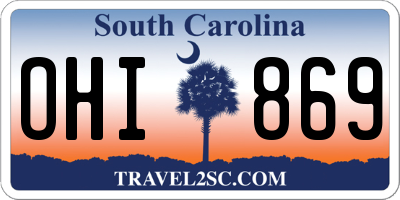 SC license plate OHI869
