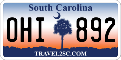 SC license plate OHI892