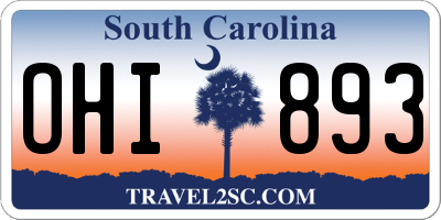 SC license plate OHI893