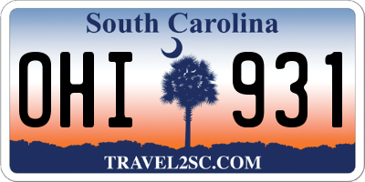 SC license plate OHI931