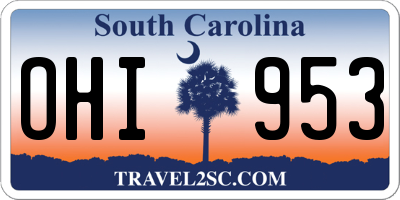 SC license plate OHI953