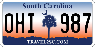 SC license plate OHI987