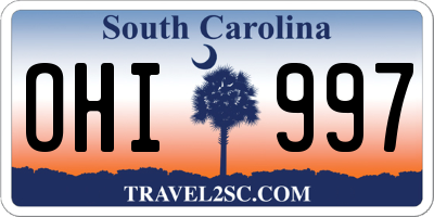 SC license plate OHI997