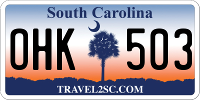 SC license plate OHK503