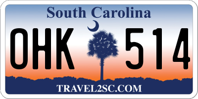 SC license plate OHK514