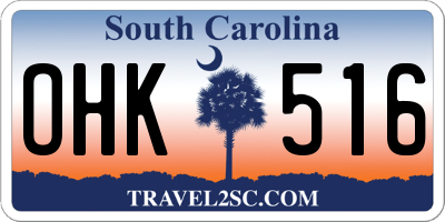 SC license plate OHK516