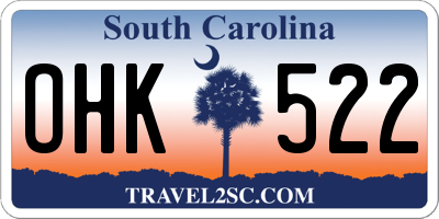 SC license plate OHK522
