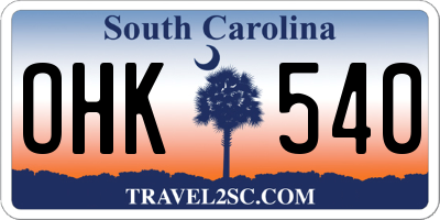 SC license plate OHK540