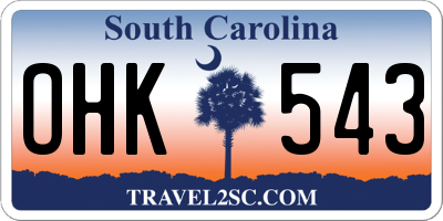 SC license plate OHK543