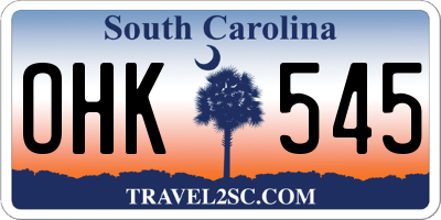 SC license plate OHK545