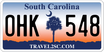 SC license plate OHK548