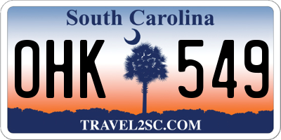 SC license plate OHK549