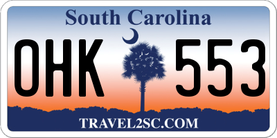 SC license plate OHK553