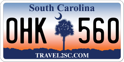 SC license plate OHK560