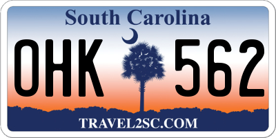 SC license plate OHK562