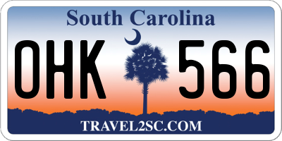 SC license plate OHK566