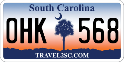 SC license plate OHK568