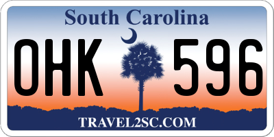 SC license plate OHK596