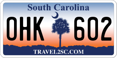 SC license plate OHK602