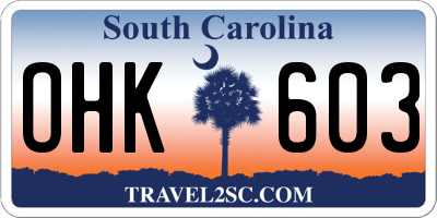 SC license plate OHK603