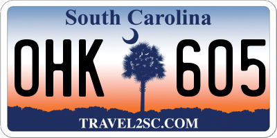 SC license plate OHK605