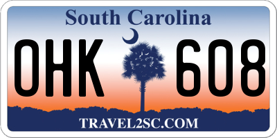 SC license plate OHK608