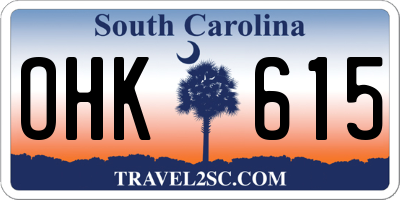SC license plate OHK615