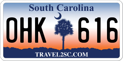 SC license plate OHK616
