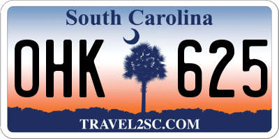 SC license plate OHK625