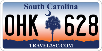 SC license plate OHK628
