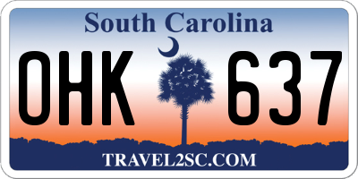 SC license plate OHK637