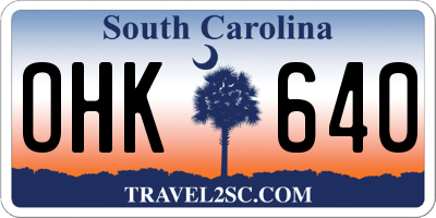 SC license plate OHK640