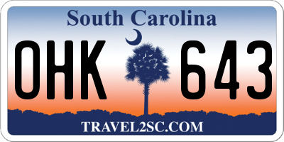 SC license plate OHK643