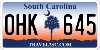 SC license plate OHK645